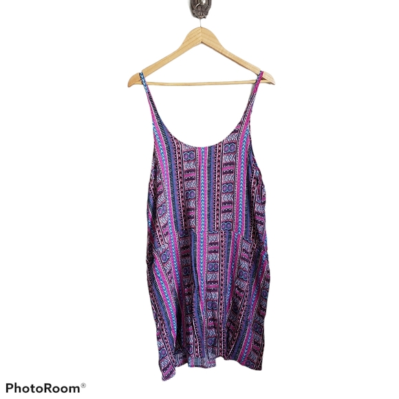 Lucky Brand aztec stripe pink scoop neck swim coverup - Picture 4 of 7